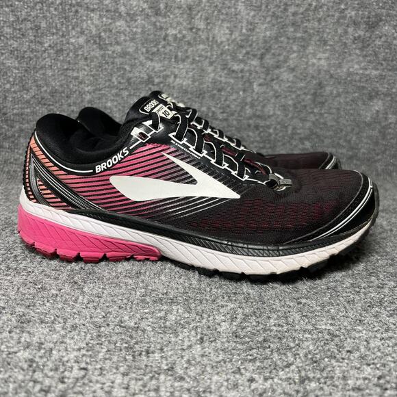 Brooks Ghost 10 Running Shoes Womens Size 9 Wide D Black Pink Sneakers 120246 - Picture 1 of 9